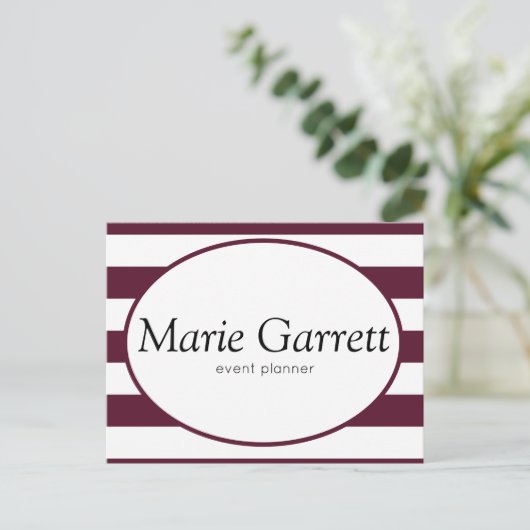 Klassieke maroon Stripes Business Briefkaart (Staand voorkant)