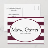 Klassieke maroon Stripes Business Briefkaart (Voorkant / Achterkant)