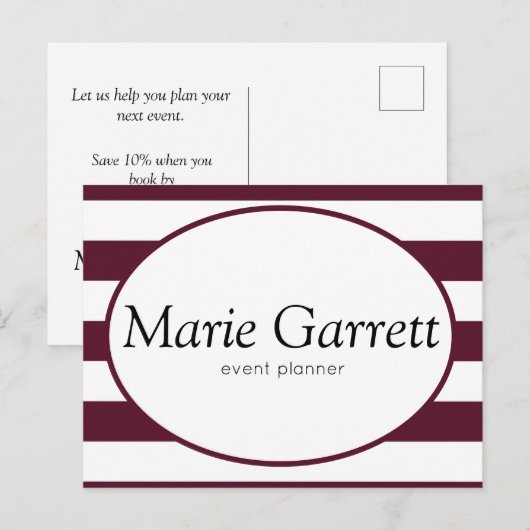 Klassieke maroon Stripes Business Briefkaart (Voorkant / Achterkant)