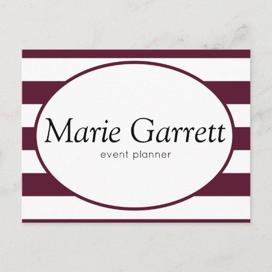 Klassieke maroon Stripes Business Briefkaart (Voorkant)