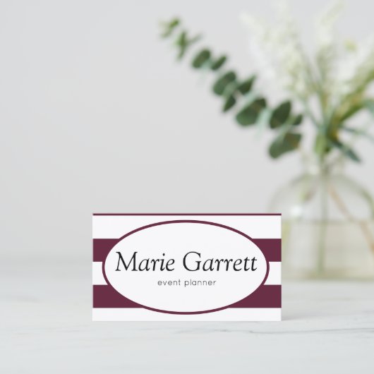 Klassieke maroon Stripes Visitekaartje (Staand voorkant)