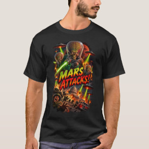 Klassieke Mars Aanval Vintage Sci-Fi T-shirt