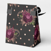 Klassieke Marsala en roze gouden bloem Bedankdoosjes (Achterkant)