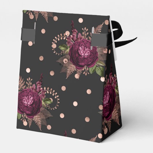 Klassieke Marsala en roze gouden bloem Bedankdoosjes (Achterkant)