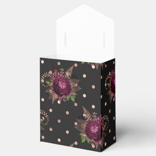 Klassieke Marsala en roze gouden bloem Bedankdoosjes (Geopend)