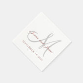 Klassieke Marsala Wit Grijs Monogram Papieren serv Servet (Hoek)