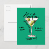 Klassieke Martini Recept Cocktail Bar Art Briefkaart (Voorkant / Achterkant)