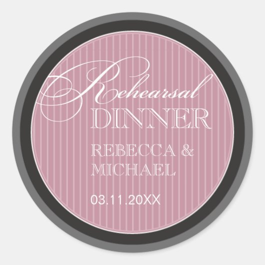 Klassieke Mauve Pinstripe Rehearsal Dinner Sticker (Voorkant)