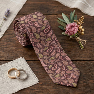 Klassieke mauve roze groene paisley trouwdas stropdas