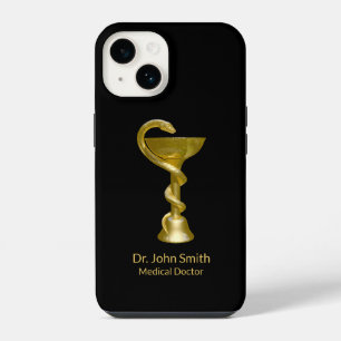 Klassieke Medische Kom Hygieia Gouden Slang Caduce iPhone 14 Hoesje