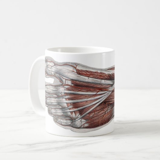 Klassieke menselijke anatomie voetafdruk podiatrie koffiemok (Voorkant links)