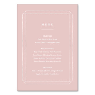 Klassieke Menu roze, huwelijksreceptie Kaart