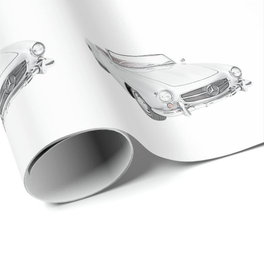 Klassieke Mercedes Benz Convertible Black en White Cadeaupapier (Rol Hoek)