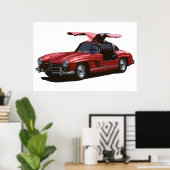 Klassieke Mercedes Benz SLR300 Gullwing Poster (Thuiskantoor)