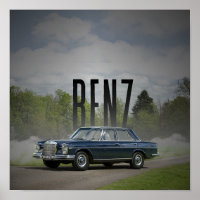 Klassieke Mercedes-Benz W114 Vintage Auto Kunst Po