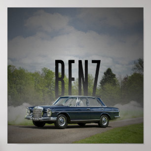 Klassieke Mercedes-Benz W114 Vintage Auto Kunst Po Poster
