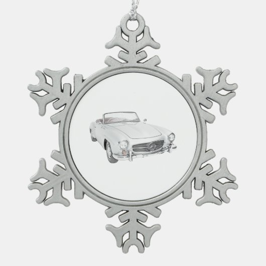 Klassieke Mercedes Converteerbare kerstversiering Tin Sneeuwvlok Ornament (Voorkant)