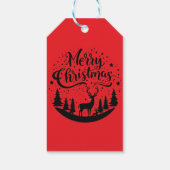 Klassieke Merry Christmas Deer en Tree Design Art Cadeaulabel (Achterkant)