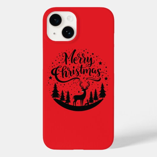 Klassieke Merry Christmas Deer en Tree Design Art Case-Mate iPhone Case (Achterkant)