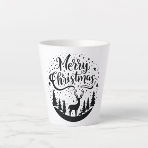 Klassieke Merry Christmas Deer en Tree Design Art Latte Mok