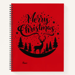 Klassieke Merry Christmas Deer en Tree Design Art Notitieboek