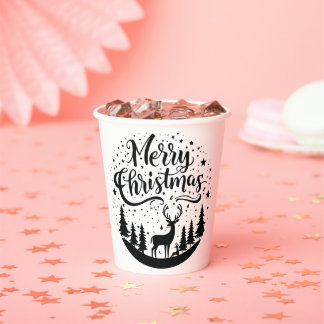 Klassieke Merry Christmas Deer en Tree Design Art Papieren Bekers