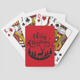Klassieke Merry Christmas Deer en Tree Design Art Pokerkaarten