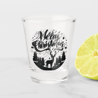 Klassieke Merry Christmas Deer en Tree Design Art Shot Glas