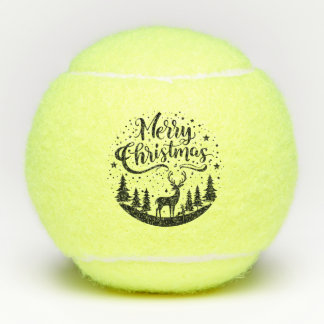 Klassieke Merry Christmas Deer en Tree Design Art Tennisballen