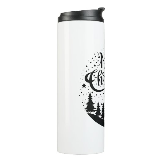 Klassieke Merry Christmas Deer en Tree Design Art Thermosbeker (Gedraaid links)