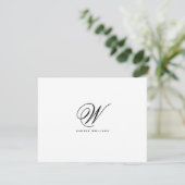 Klassieke, met monogram bedrukte, formele platte b bedankkaart (Staand voorkant)