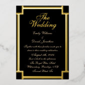 Klassieke Metallic Zwart en Gouden Gothic Folie Uitnodiging (Voorkant)