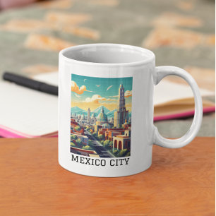 Klassieke Mexico City CDMX Retro Vintage Reizen Koffiemok