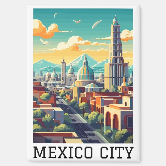 Klassieke Mexico City CDMX Retro Vintage Reizen Magneet (Voorkant)