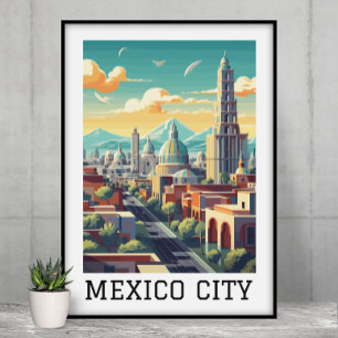 Klassieke Mexico City CDMX Retro Vintage Reizen Poster