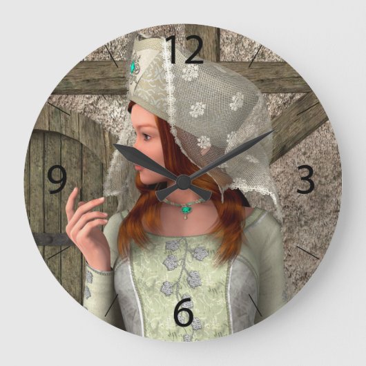 Klassieke Middeleeuwse Prinses Renaissance Kunst Grote Klok (Voorkant)