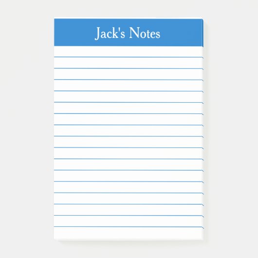Klassieke middelgrote blauwe, geïndividualiseerde post-it® notes (Voorkant)