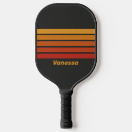 Klassieke Middernacht Zonsondergang over Strepen m Pickleball Paddle