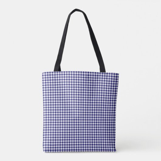 Klassieke midnight Blue en White Gingham Pattern Tote Bag (Achterkant)