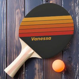 Klassieke Midnight Sunset Gestreepte met Naam Tafeltennisbatje