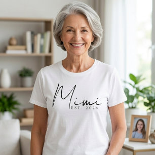 Klassieke Mimi EST Jaar Eenvoudig Familie Schrift T-shirt