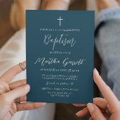 Klassieke Minimaal Wit Blauw Meisje Doop Kaart