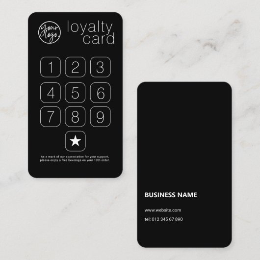 KLASSIEKE MINIMAL BLACK LOGO BUSINESS LOYALITEIT K VISITEKAARTJE (Voorkant / Achterkant)