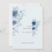 Klassieke Minimal Blue Floral Wedding Kaart (Voorkant)