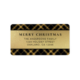 Klassieke Minimal Gold Buffalo Plaid Kerstmis Etiket