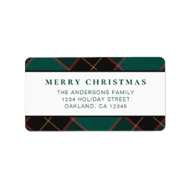 Klassieke Minimal Green Buffalo Plaid Kerstmis Etiket