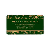 Klassieke Minimal Green Merry Christmas Snowflakes Etiket (Voorkant)