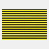 Klassieke Minimal Modern Zwart en Geel Gestreept Inpakpapier Vel (Voorkant 3)