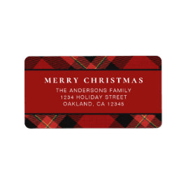 Klassieke Minimal Red Buffalo Plaid Vrolijk Kerstf Etiket