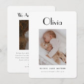 Klassieke minimale aankondiging van de geboorte va (Voorkant / Achterkant)